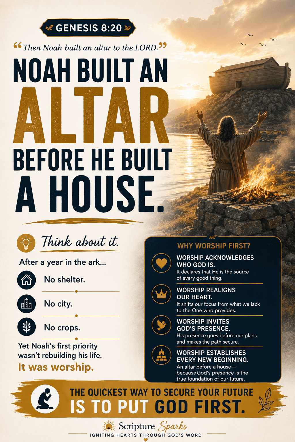 Noah Built an Altar Before He Built a House — Genesis 8:20